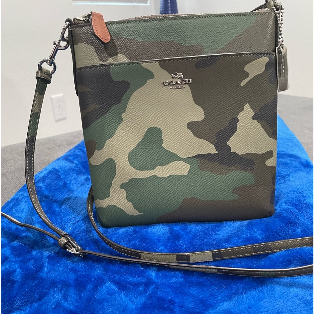 Coach Green Camo Leather North/South Swingpack
